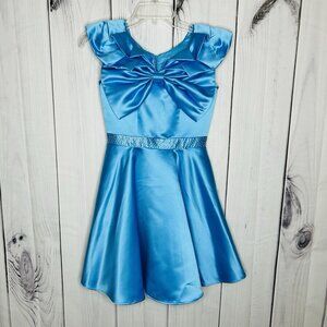 Marc Defang Girls Sz 14 Blue Short A-Line Dress Pageant Formal Party Rhinestones